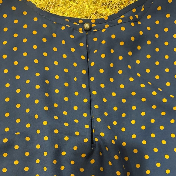 Lily White Navy and Gold Polka Dot Blouse - Picture 3 of 4
